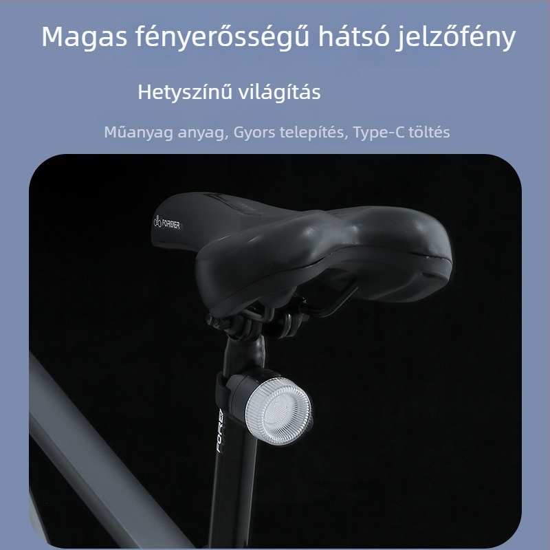 Kerékpár féklámpa intelligens rezgésérzékelővel, éjszakai kerékpározáshoz, nagy fényerő, vízálló, hosszú üzemidő