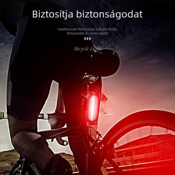 Kerékpár hátsó lámpa Micro-USB töltéssel, COB LED, gyorscsatolós hevederrel, vízálló, 200 mAh akkumulátor, éjszakai kerékpározáshoz