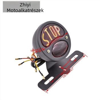 Motorkerékpár hátsó lámpa, modell ZY, 12V, 5W, fém