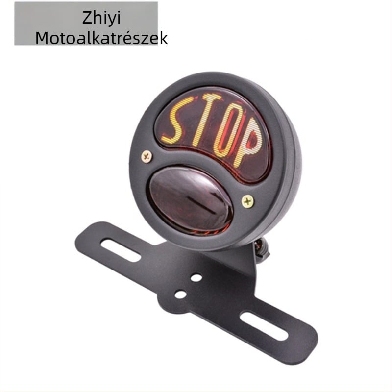 Motorkerékpár hátsó lámpa, modell ZY, 12V, 5W, fém