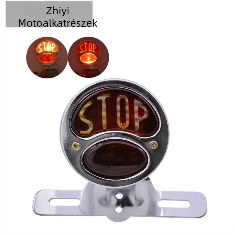 Motorkerékpár hátsó lámpa, modell ZY, 12V, 5W, fém