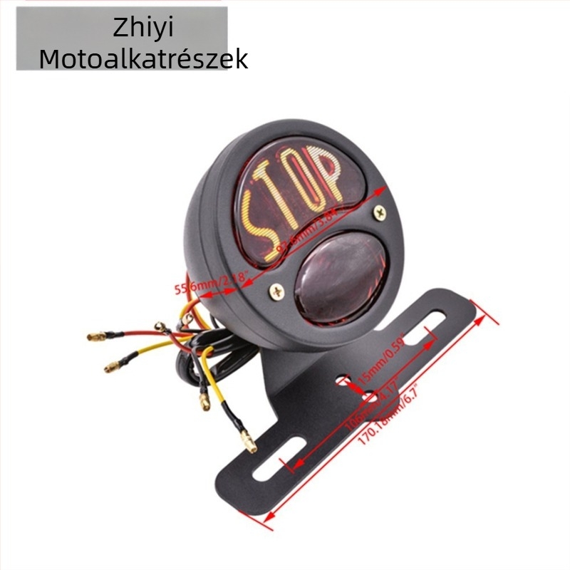 Motorkerékpár hátsó lámpa, modell ZY, 12V, 5W, fém