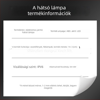 Hátsó lámpa robogóhoz és elektromos kerékpárhoz, összecsukható kerékpár 48V, éjszakai fény, féklámpa, bal és jobb indexek