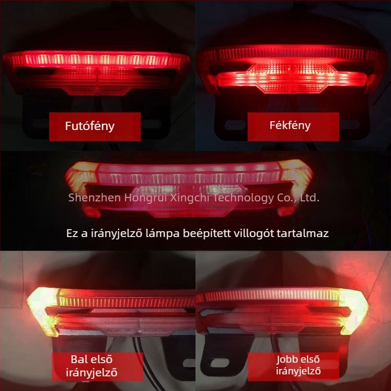 Hátsó lámpa robogóhoz és elektromos kerékpárhoz, összecsukható kerékpár 48V, éjszakai fény, féklámpa, bal és jobb indexek