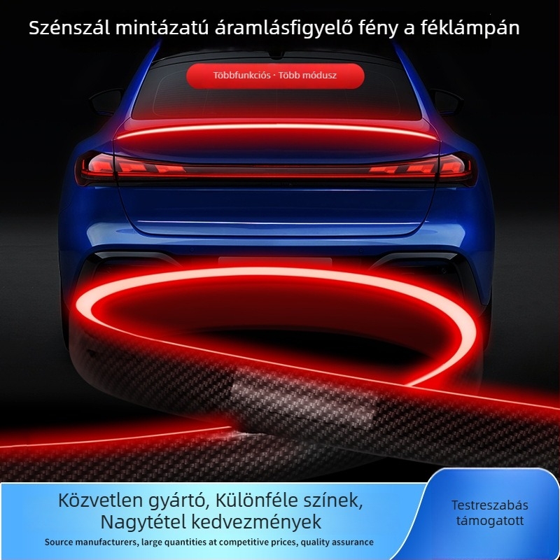 LED autó szénszálas mintázatú hátsó lámpa, fék- és hátsólámpa, többfunkciós figyelmeztető fény és csomagtartó atmoszférikus fénycsík