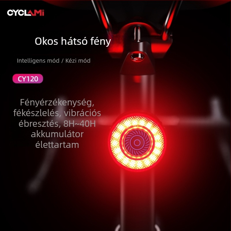 Cyclami Cy120 kerékpár hátsó lámpa intelligens fék- és rezgésérzékelővel