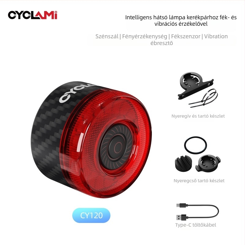 Cyclami Cy120 kerékpár hátsó lámpa intelligens fék- és rezgésérzékelővel