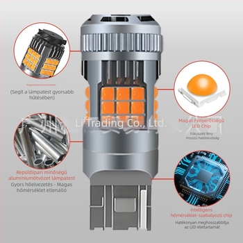 Autó LED féklámpa, modell 1156/1157/7440/7443, 12-48V, 6500-7500K, 60000h, űrminőségű alumínium