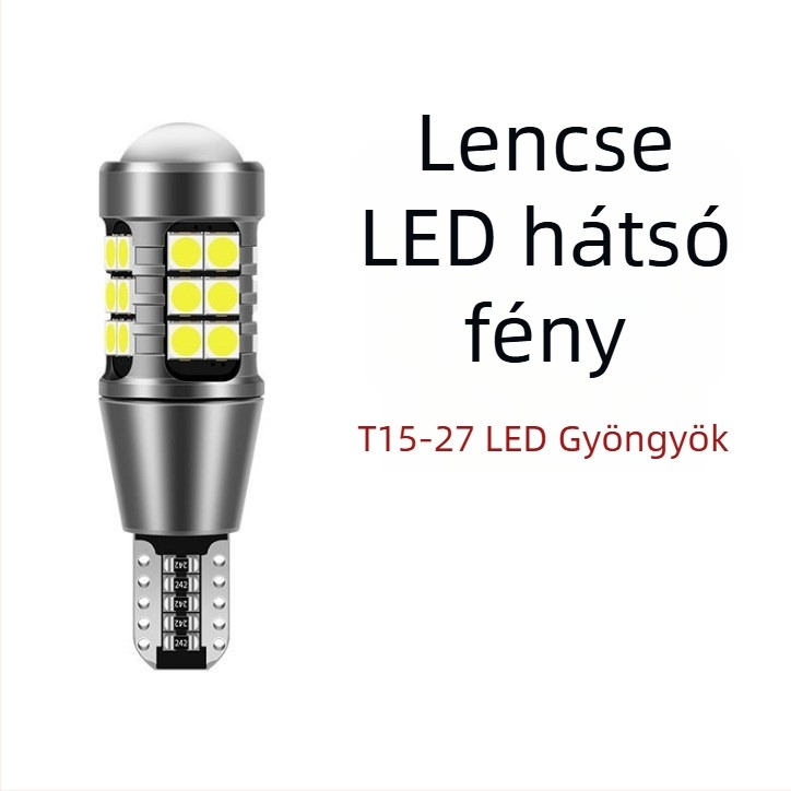 Autó LED féklámpa T15 3030, 27SMD, dekódolás, Canbus kompatibilis, 12V, 5W, univerzális