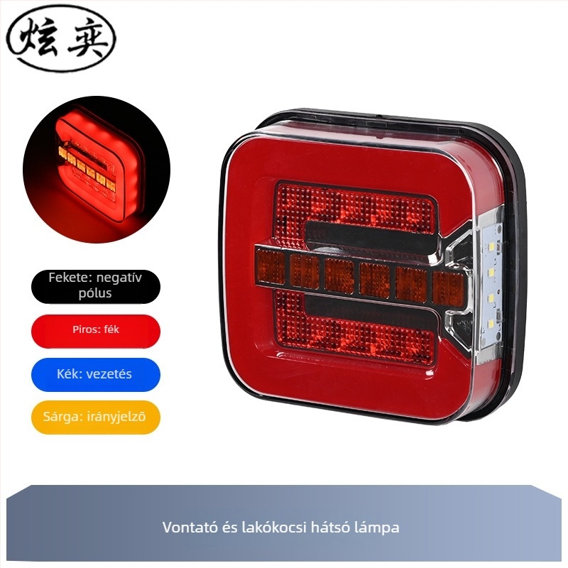 LED hátsó lámpa lakókocsihoz és teherautóhoz, 12-24V, 5000 lm, műanyag ház
