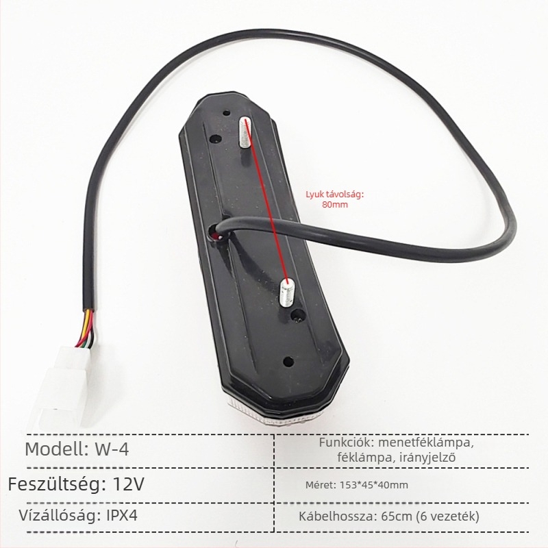 W-4 elektromos autóhoz tartozó hátsó lámpa – 12V LED hátsó lámpa féklámpával, indexeléssel és futófénnyel, Songjie