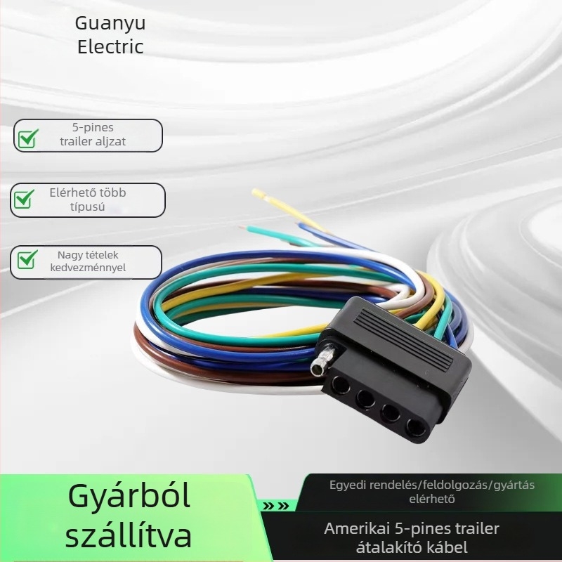 Guanrui 5-pontos utánfutó csatlakozó — férfi és női aljzat, réz érintkezők, PVC szigetelés, adapter a hátsó lámpákhoz RV