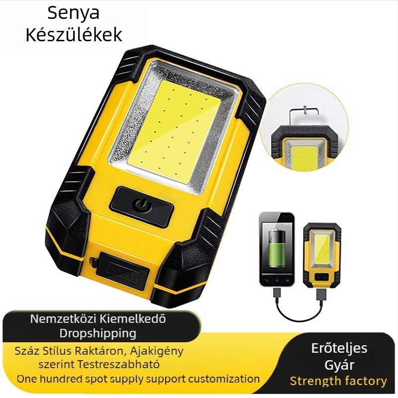 COB munkalámpa LED USB töltéssel, 10W, 3.7V, 4000mAh