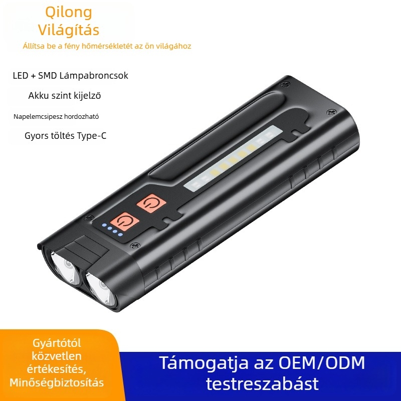 Ultra vékony LED zseblámpa mágneses rögzítéssel, fix fókusz, 2W, 1000mAh polimer akkumulátor