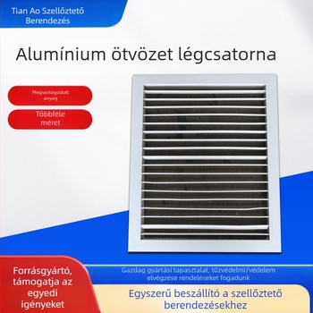 Alumíniumötvözet lamellás légkimenet, egyrétegű, visszafolyó levegő szűrővel, nyitható ellenőrző port, levegő beáramlás, külső fal vízálló