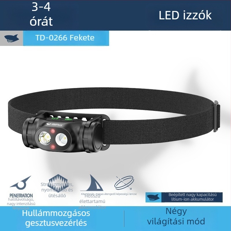 Új többfunkciós robbanásbiztos fejlámpa hullámérzékelővel, LED világítással, ABS ház, 800–5000 mAh akkumulátor, újratölthető, hatótávolság 100–200 m