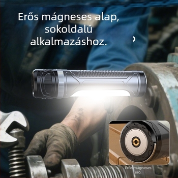 Mágneses munkalámpa digitális kijelzővel, 30W, 4000mAh, LED, 360° forgás, vízálló