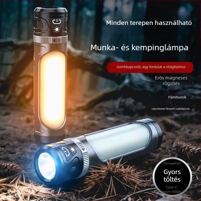 Mágneses munkalámpa digitális kijelzővel, 30W, 4000mAh, LED, 360° forgás, vízálló