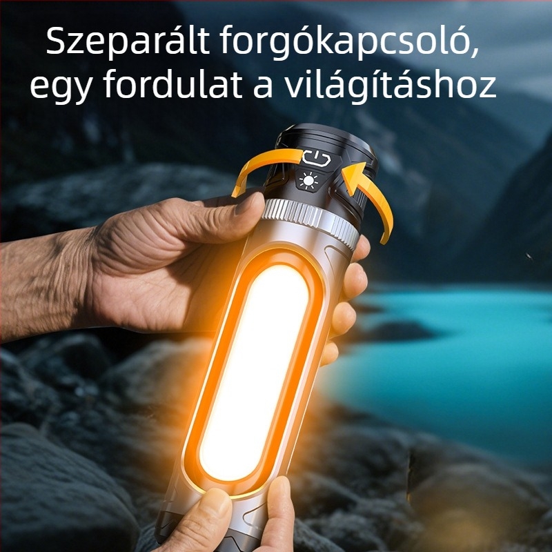 Mágneses munkalámpa digitális kijelzővel, 30W, 4000mAh, LED, 360° forgás, vízálló