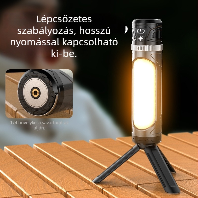 Mágneses munkalámpa digitális kijelzővel, 30W, 4000mAh, LED, 360° forgás, vízálló