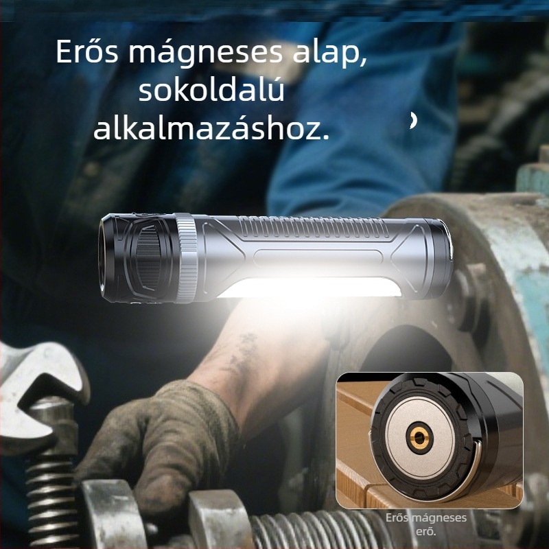 Mágneses munkalámpa digitális kijelzővel, 30W, 4000mAh, LED, 360° forgás, vízálló