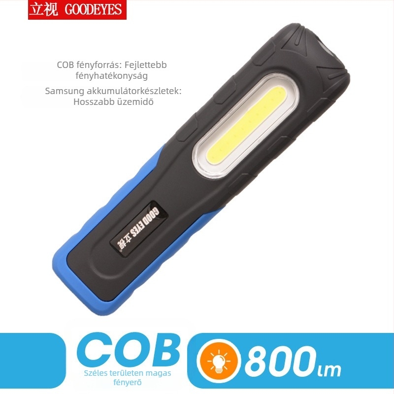 Összecsukható LED vészhelyzeti munkalámpa autókarbantartáshoz (autómosás és javítás), COB LED, 220V, 10W, 800 lm, 45° fénycsóva