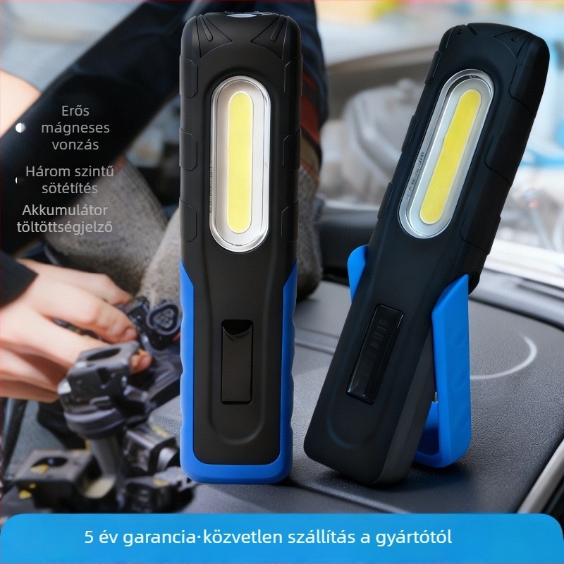 Összecsukható LED vészhelyzeti munkalámpa autókarbantartáshoz (autómosás és javítás), COB LED, 220V, 10W, 800 lm, 45° fénycsóva