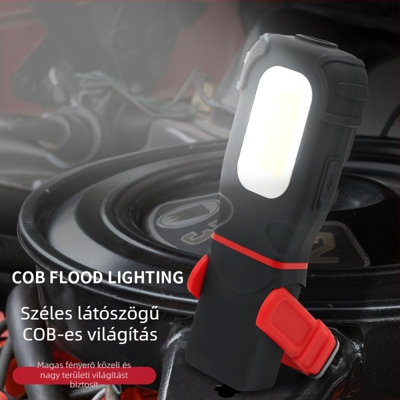 Karbantartási munkalámpa COB+LED-del, 500 lm, 3,7 V, 6000–7000 K, Erős mágneses rögzítés, Modell S605