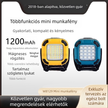 W8129-1 mini négyszögletes munkalámpa, négyszintű állítható forgó fej, IP65, LED COB 800 lm, rögzítés 1/4 hüvelyk