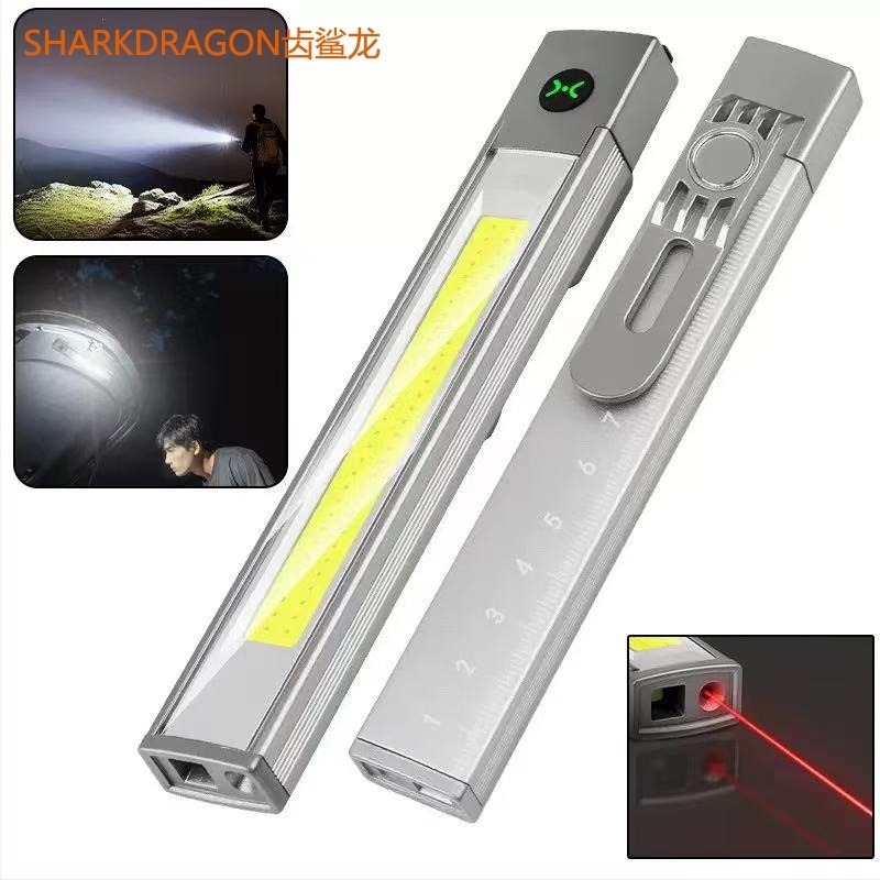 COB LED munka lámpa USB töltéssel, mágneses tollklip és többfunkciós lézerpointer (5W)