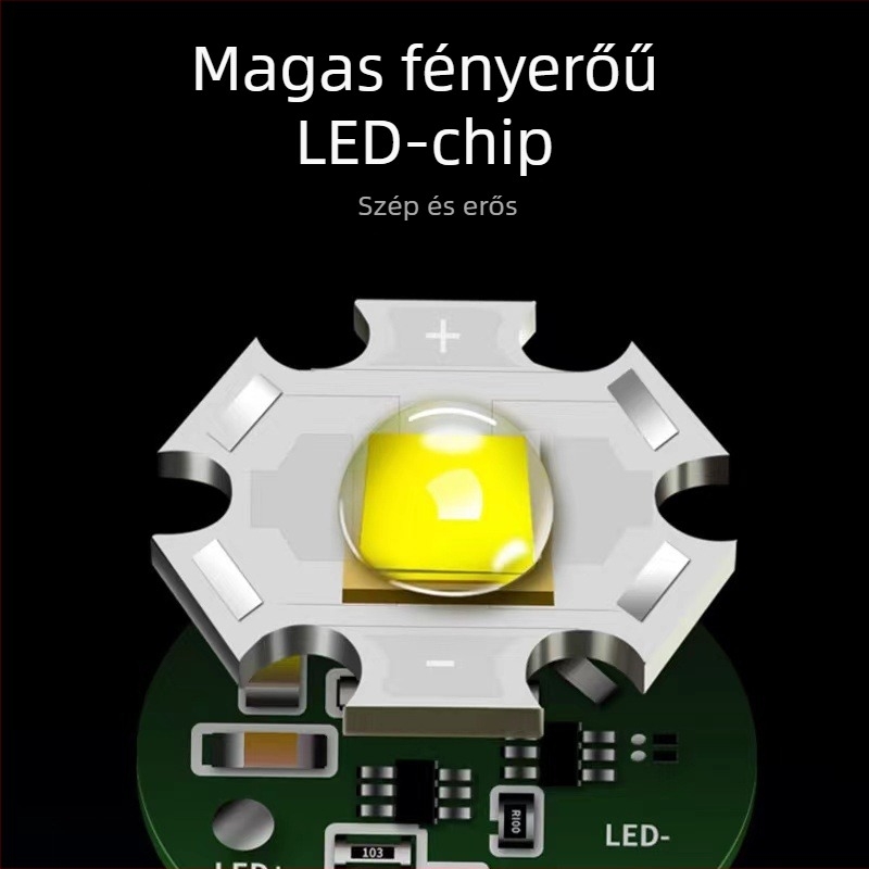 USB újratölthető zseblámpa, kézi hajtás, nagy teljesítményű LED, vízálló, hosszú hatótávolság 200 m-ig, vészvilágítás