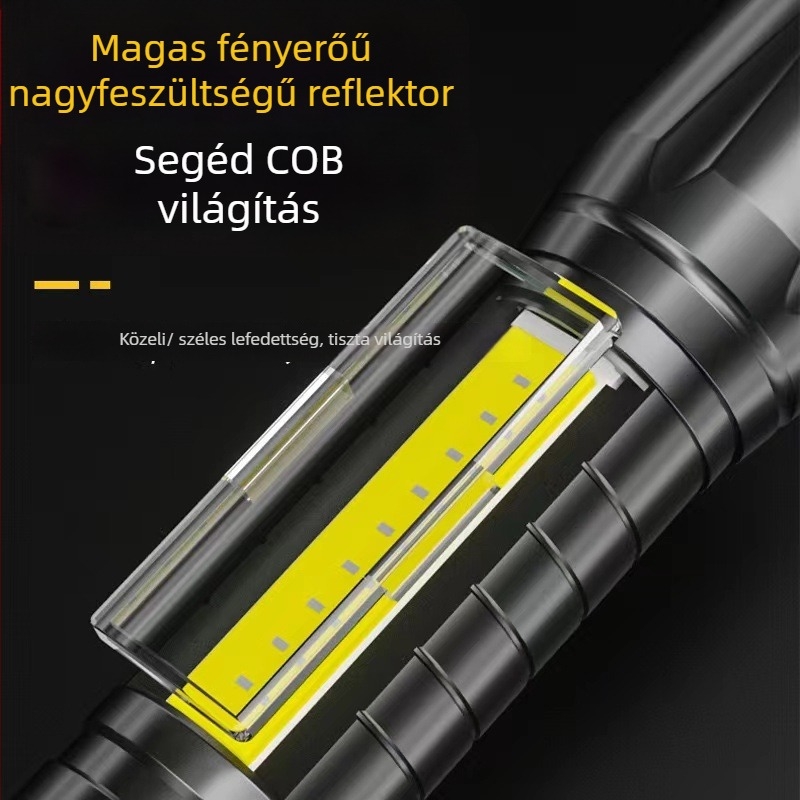 USB újratölthető zseblámpa, kézi hajtás, nagy teljesítményű LED, vízálló, hosszú hatótávolság 200 m-ig, vészvilágítás