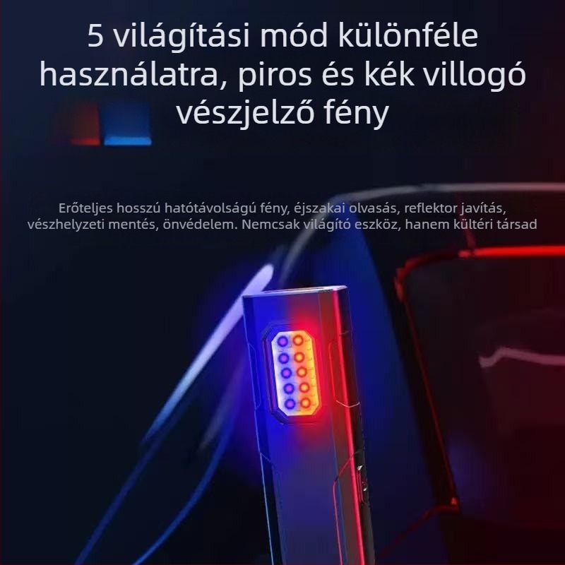 Kézi zseblámpa mágneses talppal, 3W LED, LED élettartama 99999 óra, vízálló
