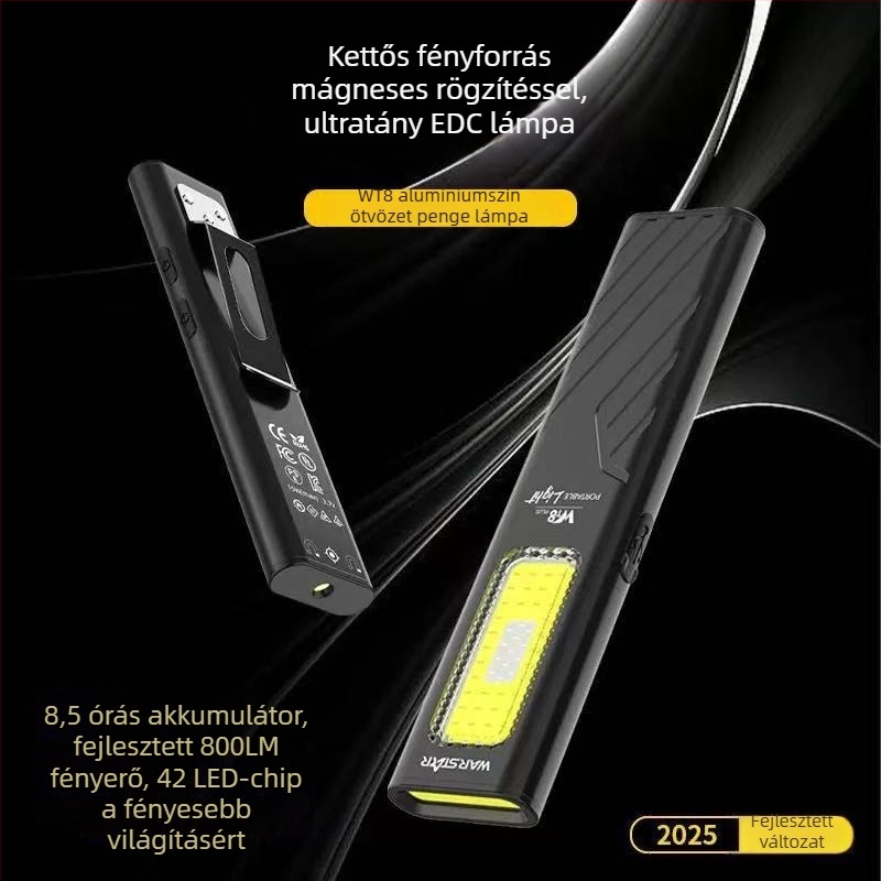 Kézi zseblámpa mágneses talppal, 3W LED, LED élettartama 99999 óra, vízálló