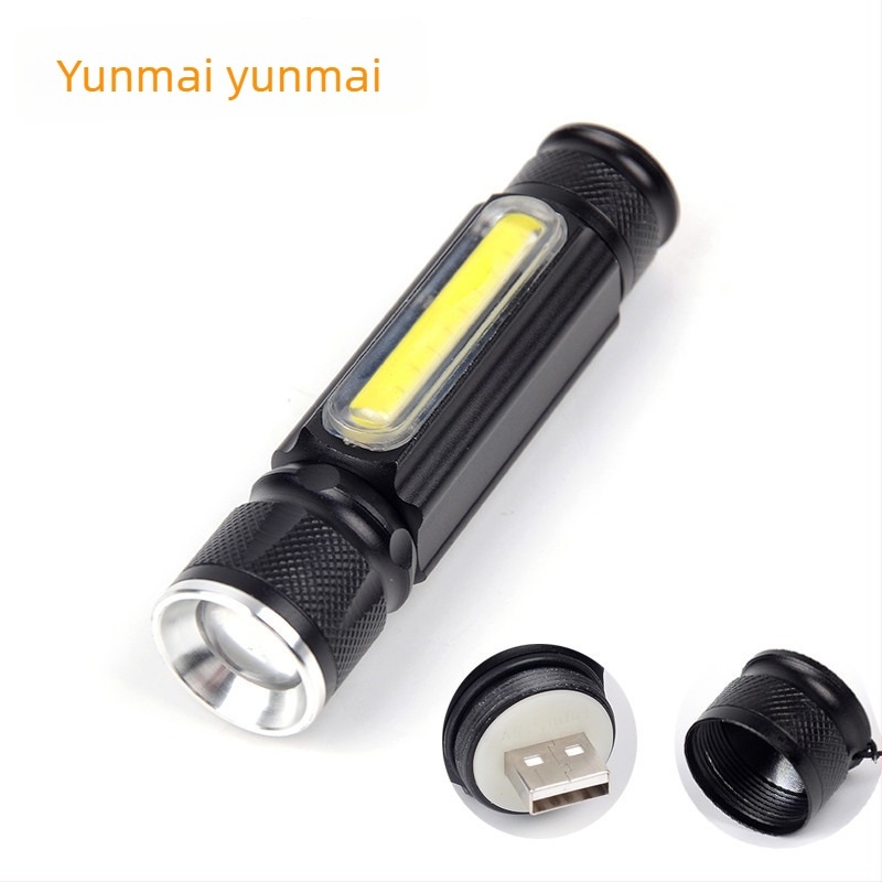 XML T6 USB tölthető zseblámpa, COB munkalámpa és vizsgálólámpa, 10 W, alumíniumötvözet test, USB töltés, hatótávolság 100–200 m, többfunkciós