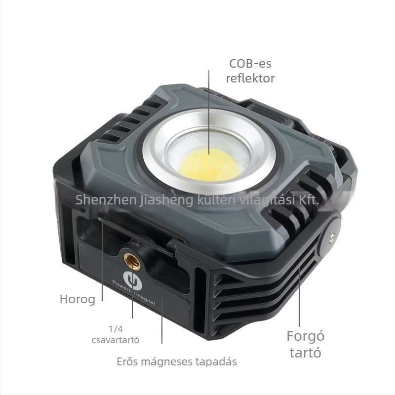 Multifunkcionális COB LED munkalámpa mágneses töltéssel és kézi tekercseléses töltéssel, 360°-os forgással (5000 mAh, 15 W, COB LED, kézi tekercseléses töltés, 360° forgás)