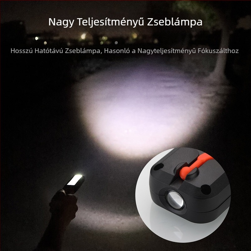 LED munkalámpa autójavításhoz — hordozható újratölthető lámpa erős mágnessel, 20W, 1200mAh, 360°-os forgás, kézi töltés