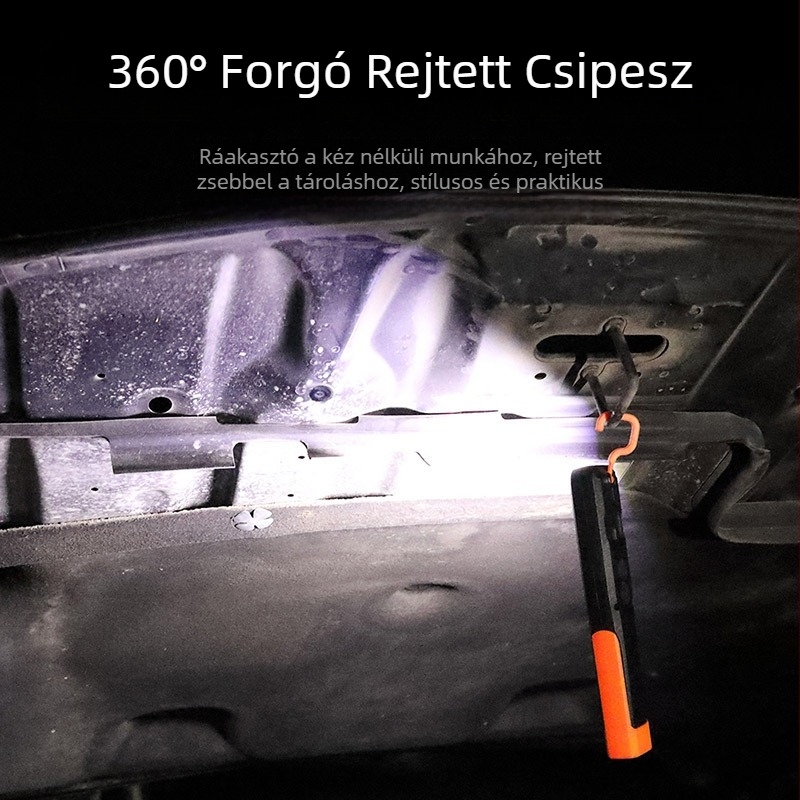 LED munkalámpa autójavításhoz — hordozható újratölthető lámpa erős mágnessel, 20W, 1200mAh, 360°-os forgás, kézi töltés