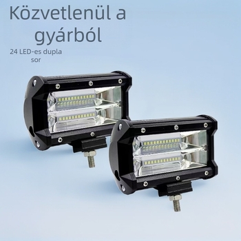 5 hüvelykes LED munkalámpa autóhoz, 24 LED, 72W, dupla sor, oldalsó világítás, terepjáró spotlámpa