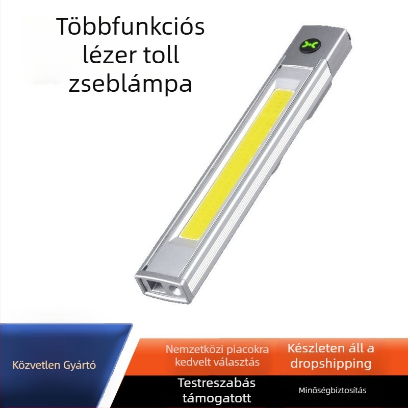 Mágneses toll LED-lámpa, 5W, 1000mAh akkumulátor, ABS tokozás, többfunkciós