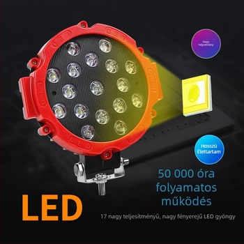 7 hüvelykes 51W LED terepi munkafény mérnöki járművekhez; spotlámpa az első lökhárítóhoz, teherautó tetőfényéhez és vizsgálólámpához