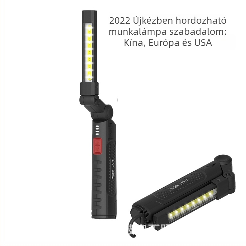 Kézi autójavító lámpa erős mágnessel, 3W COB+LED, 1200mAh akkumulátor, 360° forgatás