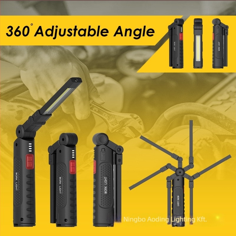 Kézi autójavító lámpa erős mágnessel, 3W COB+LED, 1200mAh akkumulátor, 360° forgatás