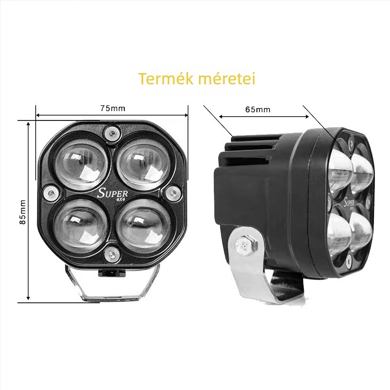 Kettőszínű 40W-os autó reflektor, 12-24V, 4000LM, LED 5050, alumínium/PC ház