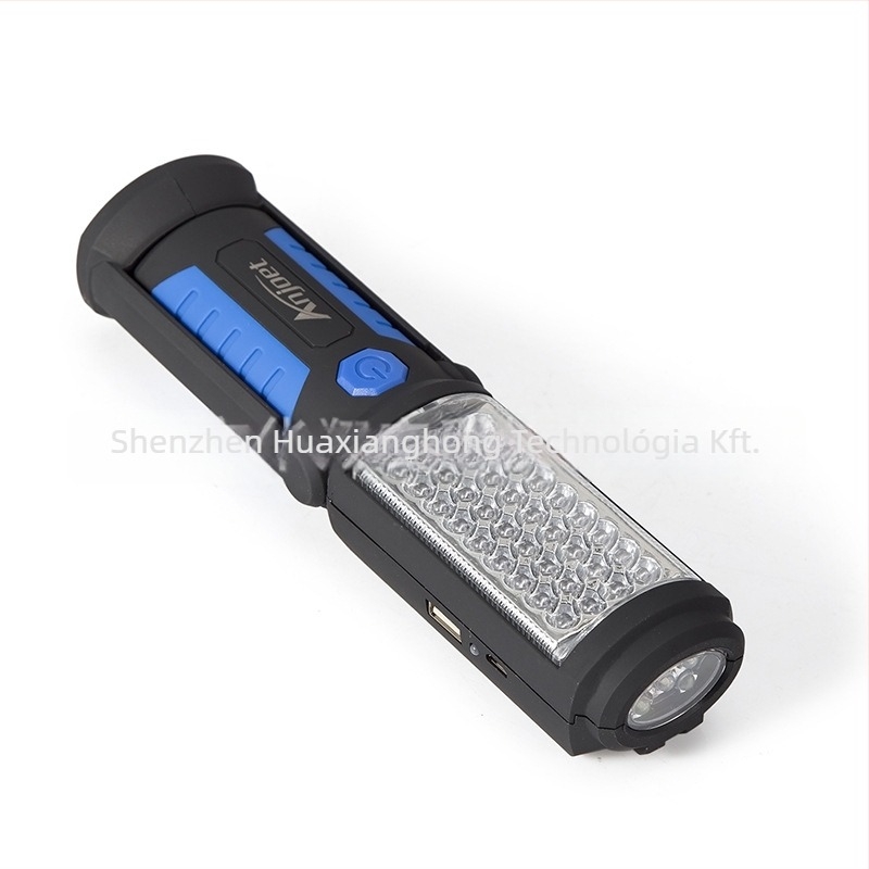 Sürgősségi munka lámpa USB töltéssel és mágneses tartóval, COB LED, 41 LED, 360° forgás, power bank funkció
