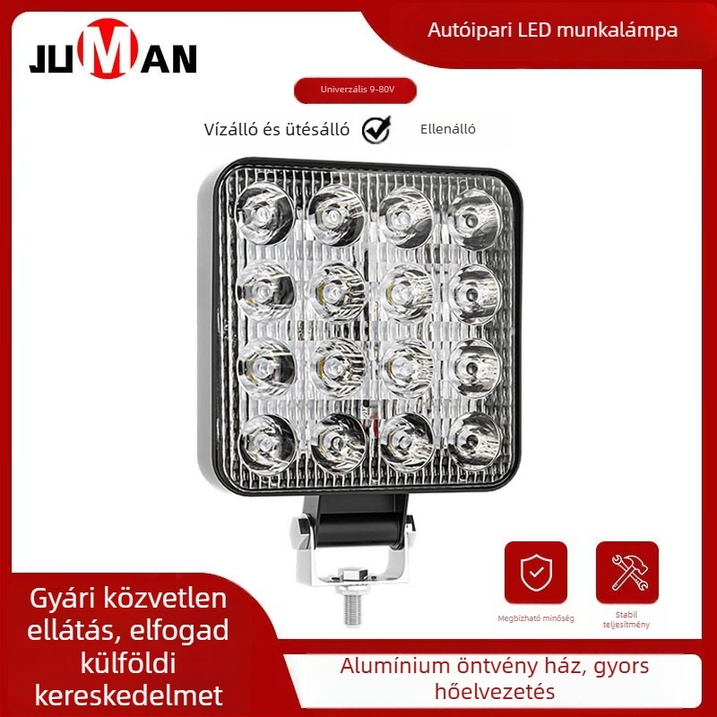 Universális autó LED munkalámpa, 16LED, 48W, 9-80V, 3000LM, 6000K