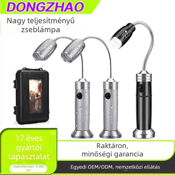 Újratölthető LED zseblámpa zoom funkcióval, mágneses farokkal, 5W, 1500mAh, vízálló
