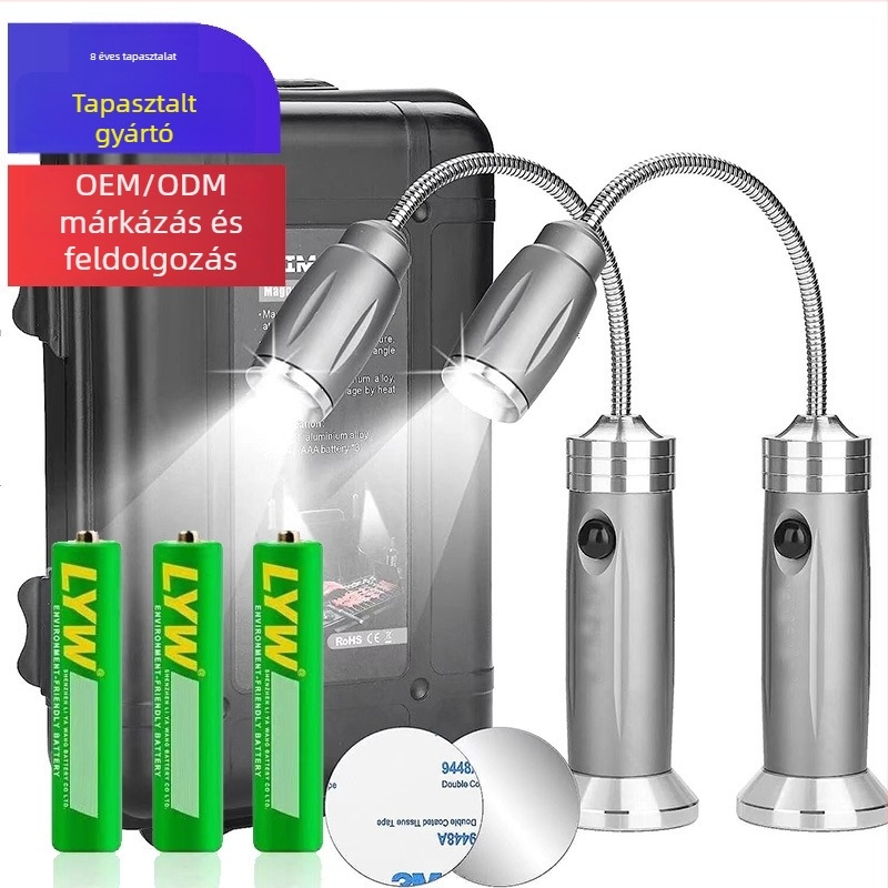 Újratölthető LED zseblámpa zoom funkcióval, mágneses farokkal, 5W, 1500mAh, vízálló