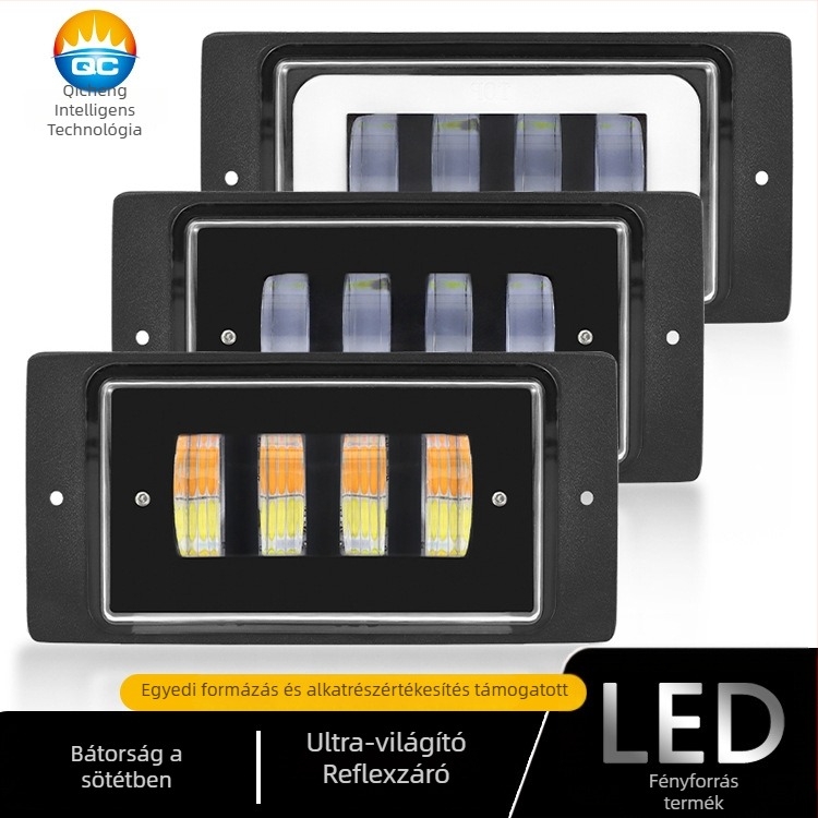 4‑LED elülső ködfény lámpa motorkerékpárhoz és univerzális autó LED fényszóró, modell Lada 4LED, 9–36V, 6000 lm, 3500–6000 K, élettartam 50 000 óra