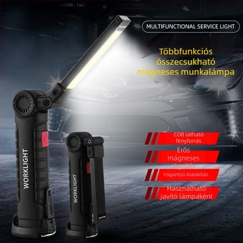 Összecsukható COB munka lámpa, mágneses sátorvilágítás, 10W, beépített 18650 akkumulátor